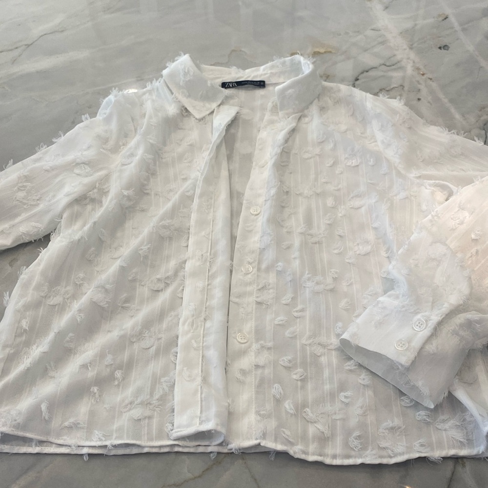 Zara white shirt w fun detailing